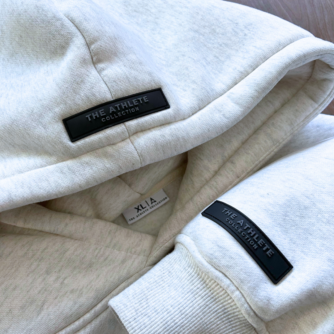 'OATMEAL GRAY' OVERSIZED PATCHWORK HOODIE