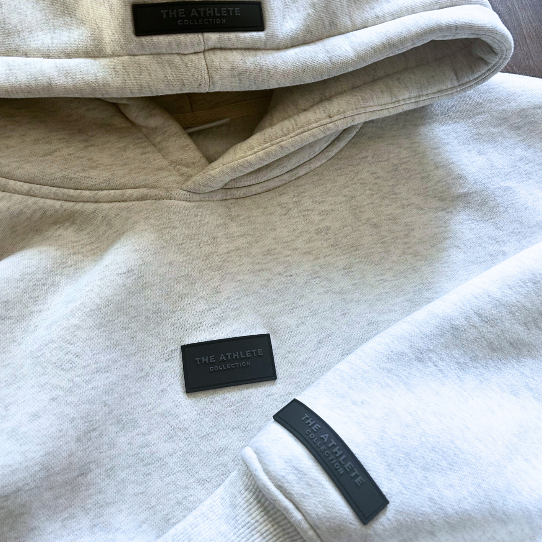 'OATMEAL GRAY' OVERSIZED PATCHWORK HOODIE